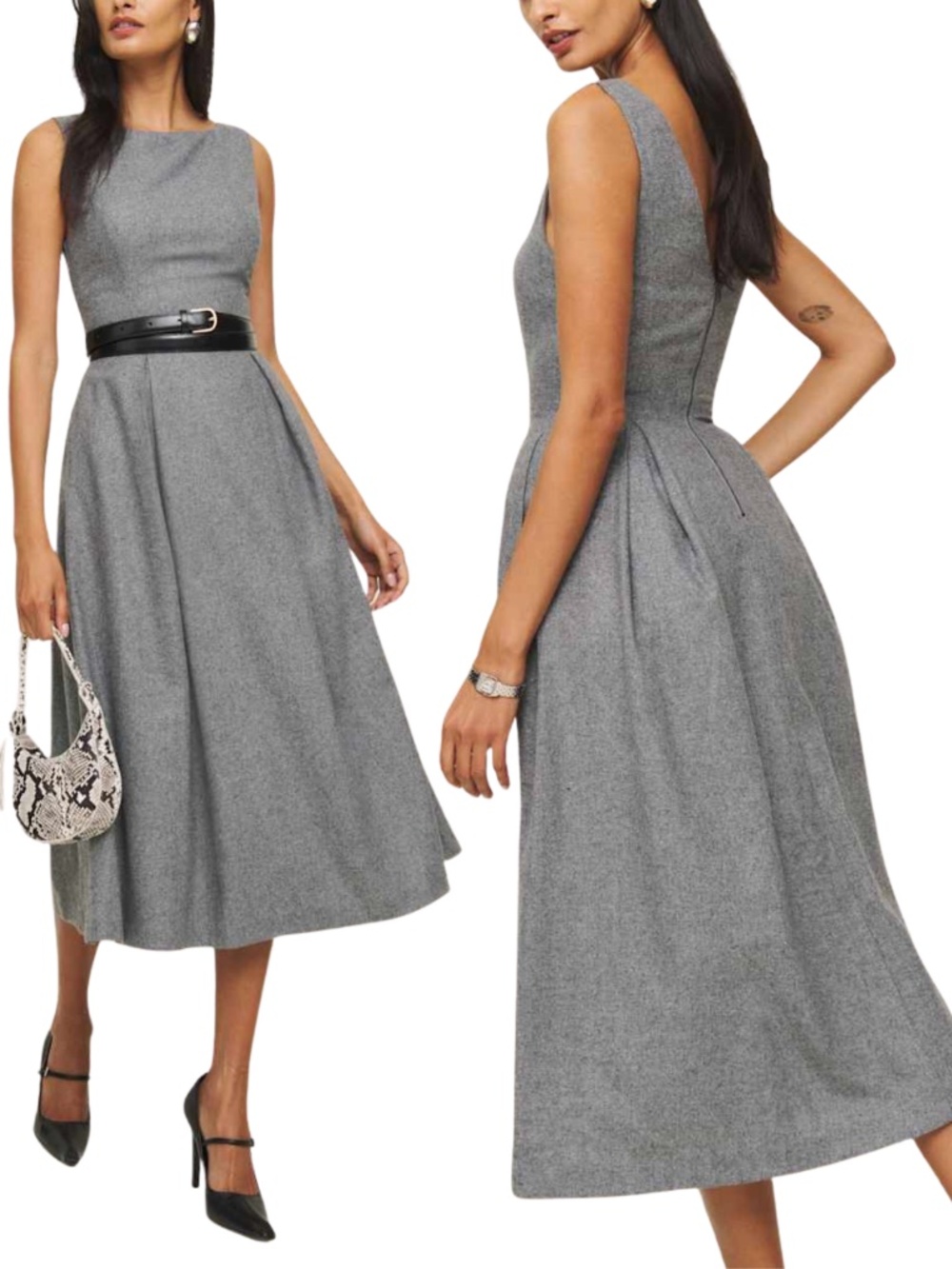 NEW Reformation Valene Dress Gray 12
